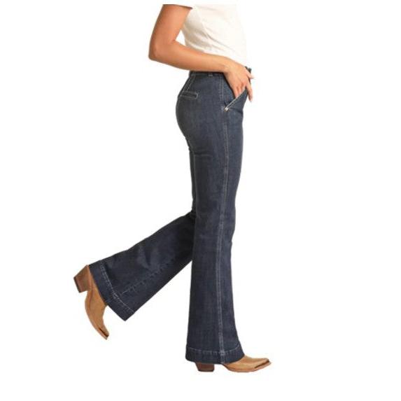 Rock & Roll Women's Dark Vintage High Rise Trouser