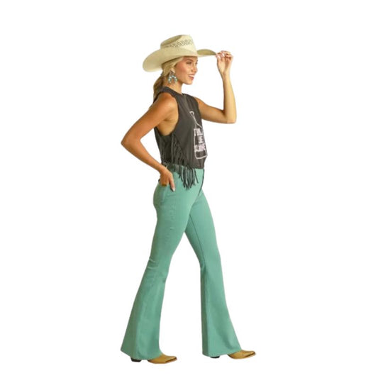 Rock & Roll Women's Turquoise Button Flare