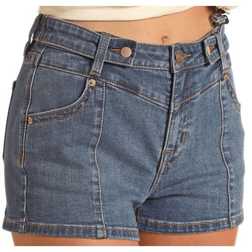 Rock & Roll Women's High Rise Extra Stretch Denim Shorts - Medium Vintage