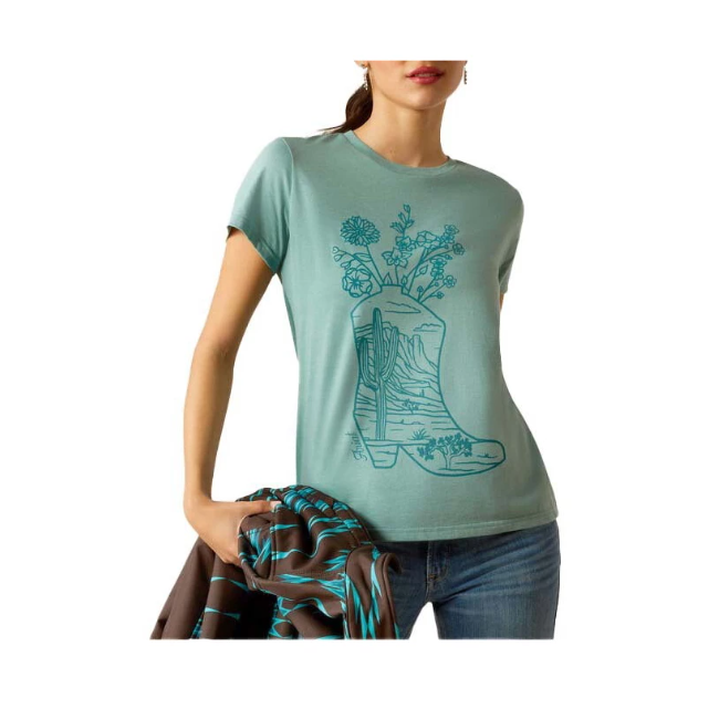 Ariat Women's Garden Boot T-Shirt - Ocean Blue Heather