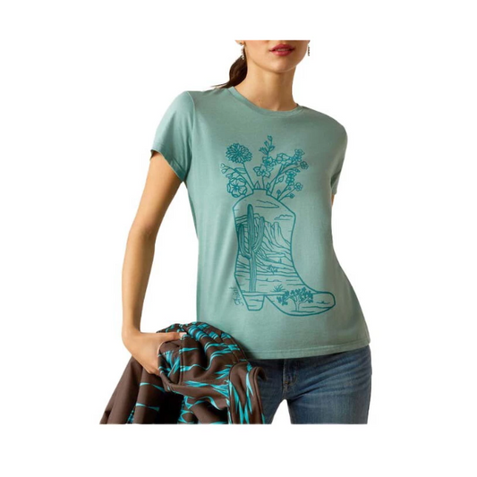 Ariat Women's Garden Boot T-Shirt - Ocean Blue Heather