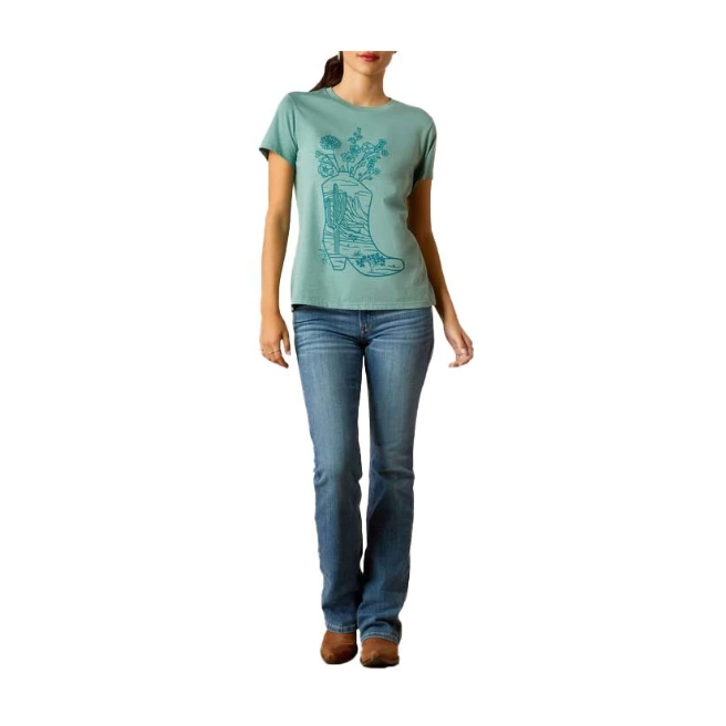 Ariat Women's Garden Boot T-Shirt - Ocean Blue Heather