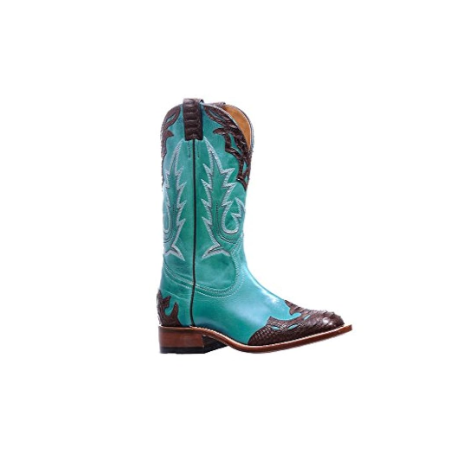 Boulet Women's Cowboy Boot - Turquoise/Dark Brown