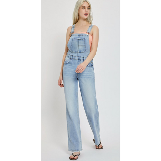 Risen Women's Wide Leg Overalls- Lighwash