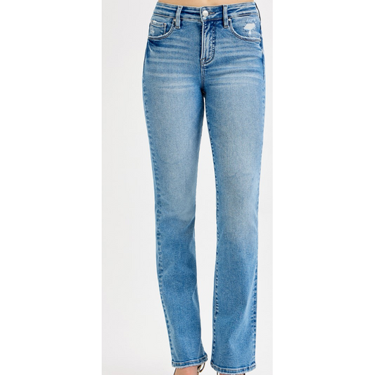 Risen Women's Tummy Control High Rise Straight Jeans - Medium