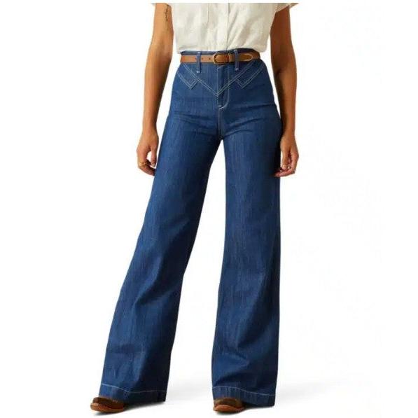 Ariat Women's Ultra High Rise Westie Yoke Wide Leg Jeans - Rinse