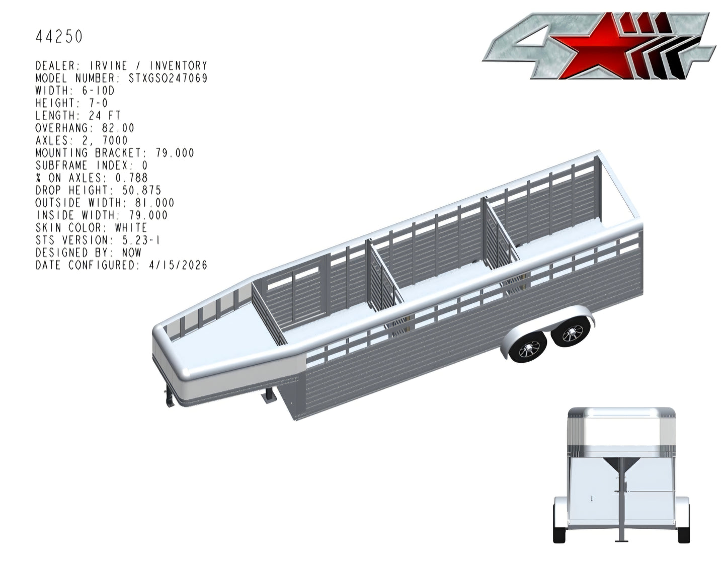 2027 4-Star 24' Stock Trailer