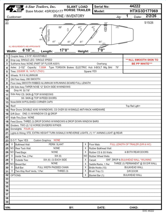 2027 4-Star 17' 3-Horse Slant Load Trailer