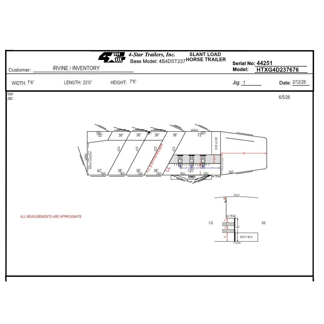 2027 4-Star 23' 4-Horse Slant Load Super Tack