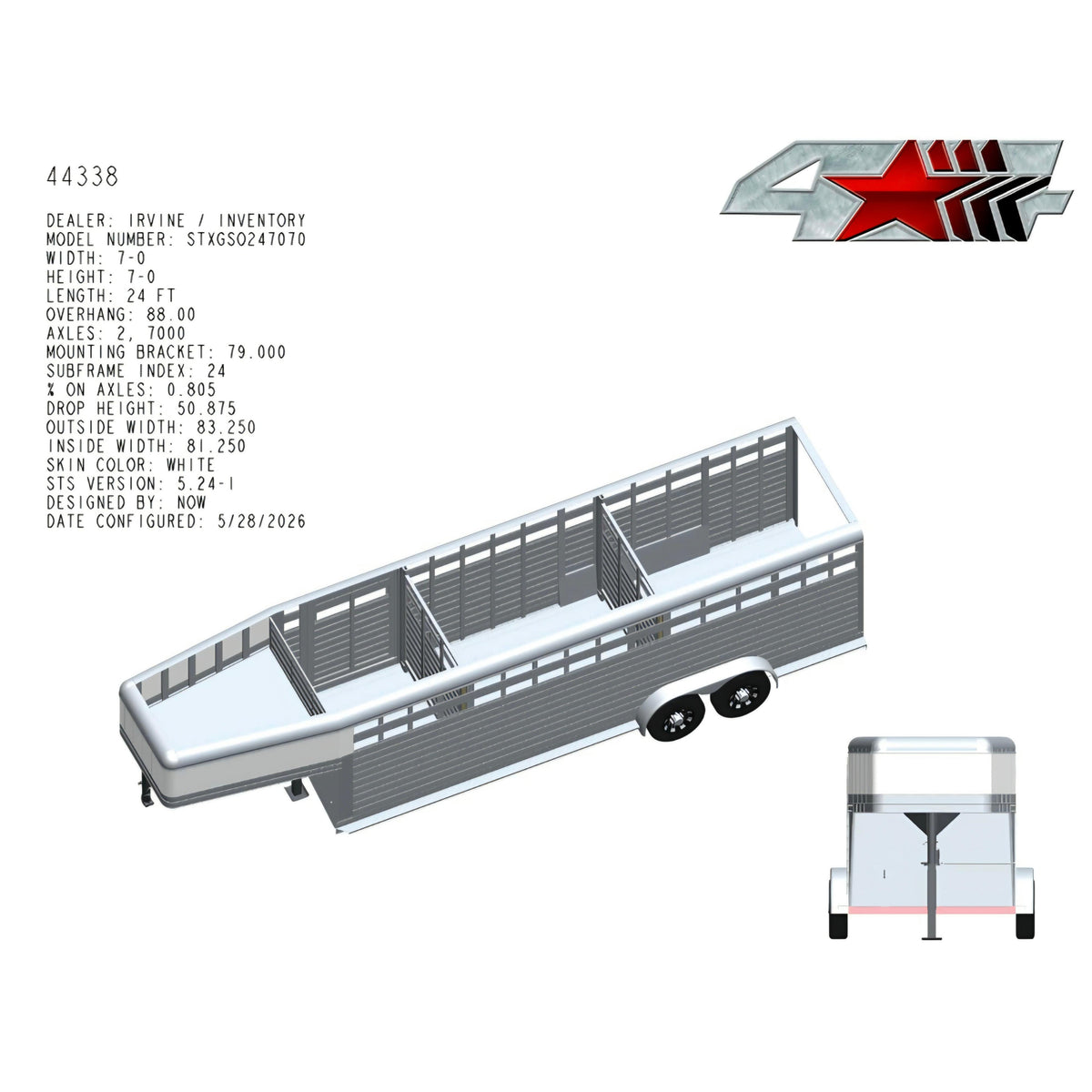 2027 4-Star 24' Stock Trailer