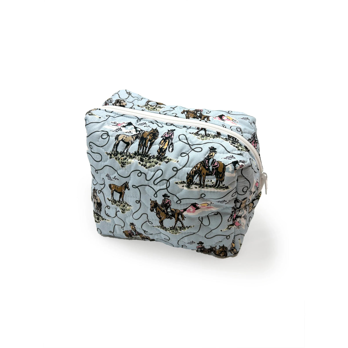 Ida Mae Home Sierra Cowgirl Large Makeup Bag- Blue