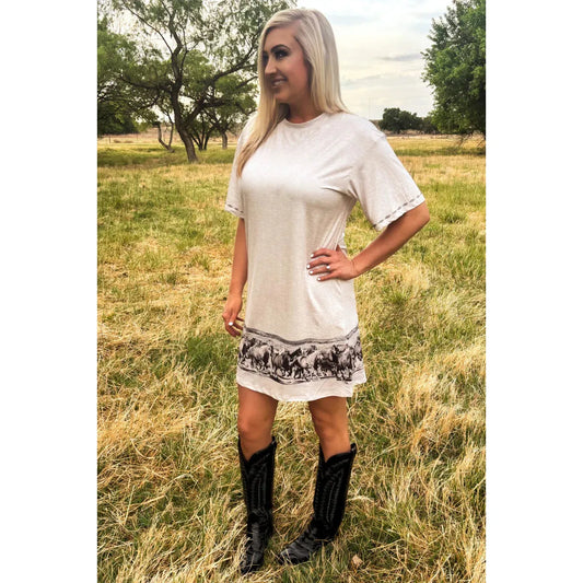 Sterling Kreek Women's Silver Spur T-Shirt Dress - White