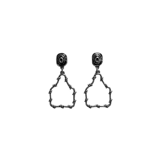 Silver Strike Women's Barbed Wire Tag Earrings- Silver