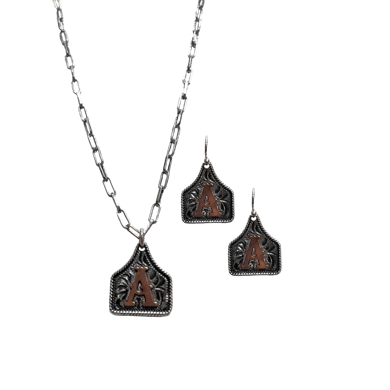 Silver Strike Ear Tag  Necklace & Earring Set -Multi - Irvine Tack & Western Wear
