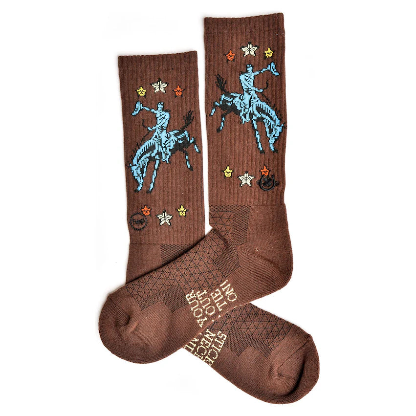 Lucky Chuck Fringe Long Live Brown Performance Boot Socks