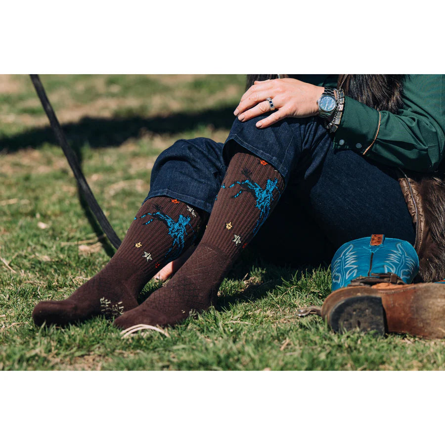 Lucky Chuck Fringe Long Live Brown Performance Boot Socks