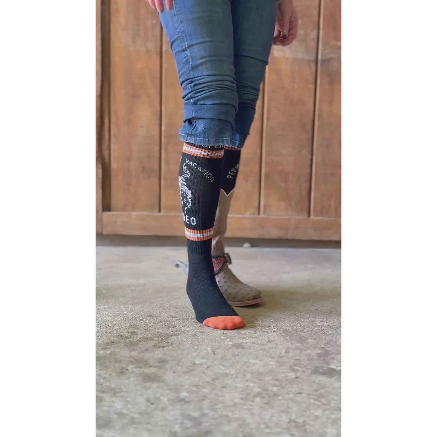 Lucky Chuck Cactus Alley Correctional Vaca Black Performance Boot Socks
