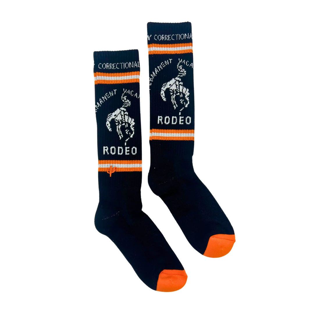 Lucky Chuck Cactus Alley Correctional Vaca Black Performance Boot Socks