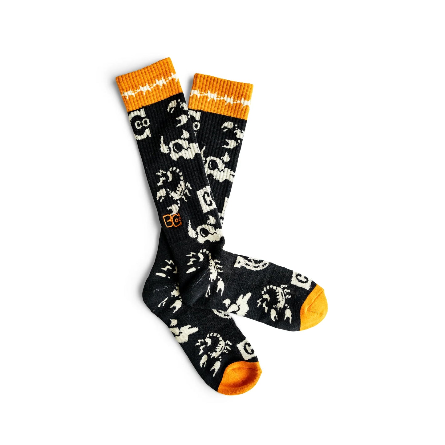 Lucky Chuck Bad Cowgirl Co. CO Branded Orange/Black Performance Boot Socks