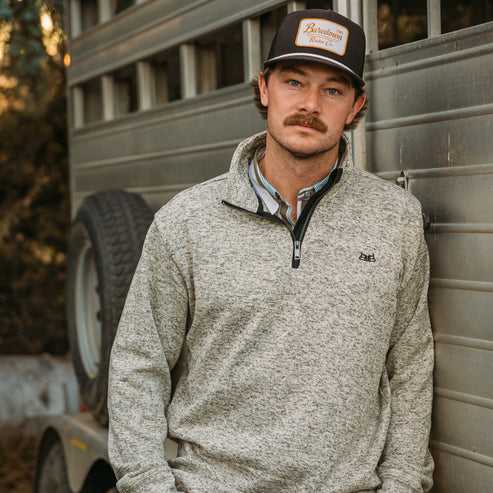 Baredown Brand Men's Peak Long Sleeve 1/4 Zip Pullover - Stone