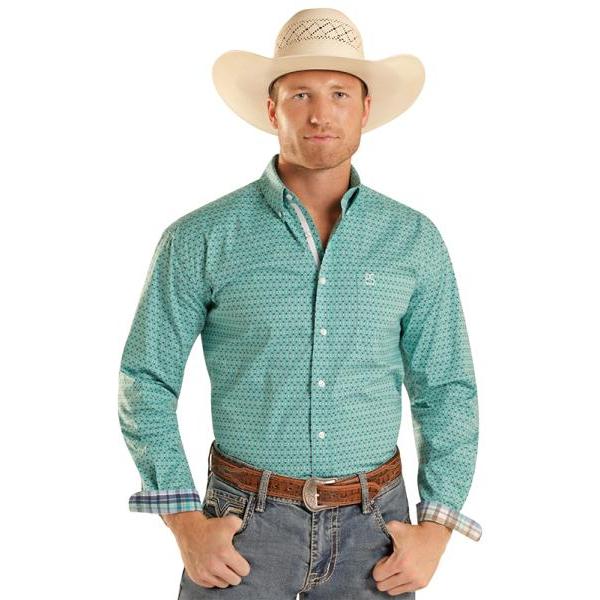 Panhandle Slim Men's 1 Pocket Long Sleeve Shirt - Turquoise