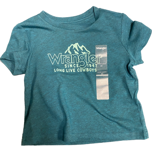 Wrangler Infant Boy's Short Sleeve Cowboy Mountains Tee Shirt- Blue