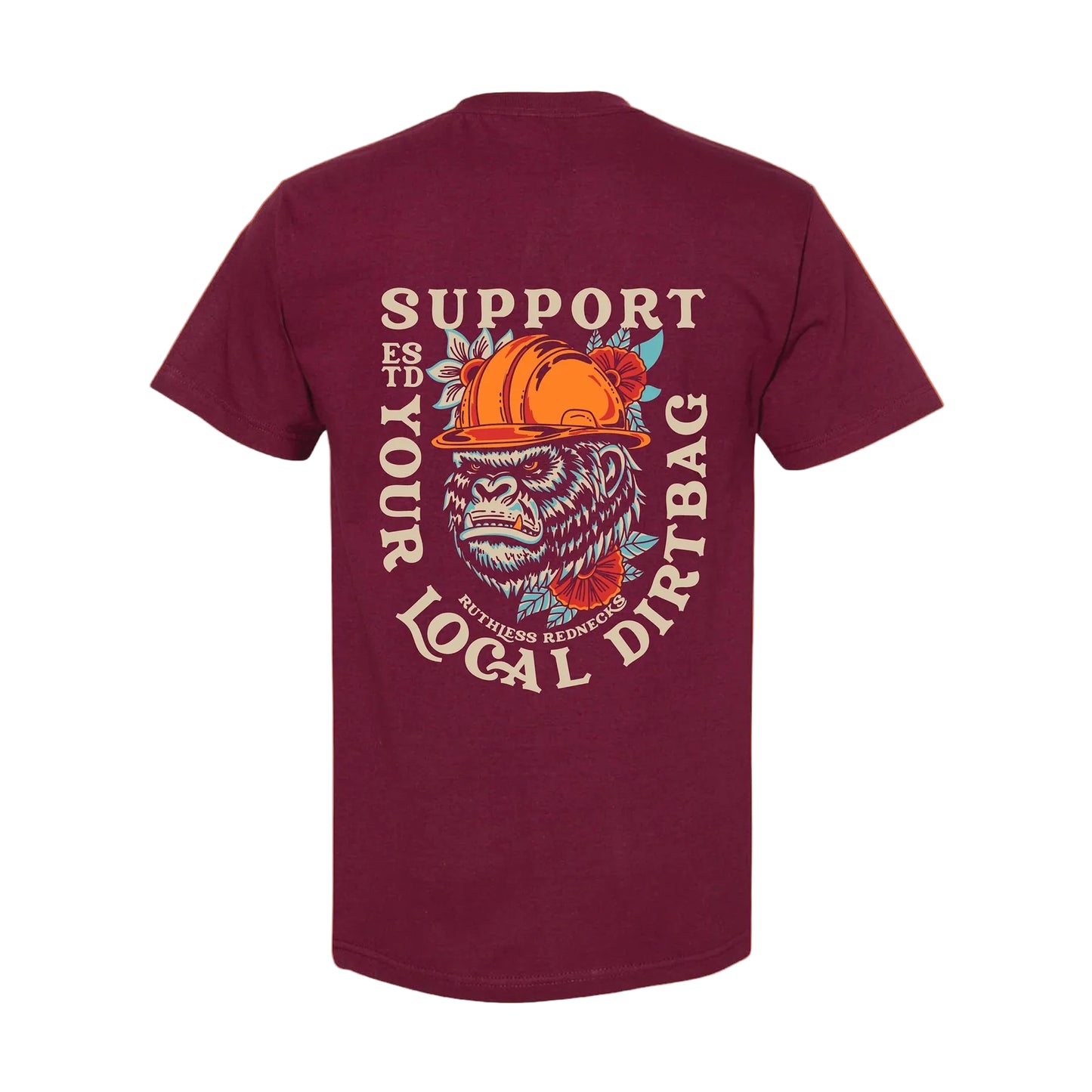 Ruthless Rednecks Ape Shift Short Sleeve Tee Shirt - Burgundy