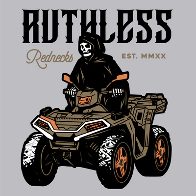 Ruthless Rednecks Grim Ripper Short Sleeve Tee Shirt - Ash Grey