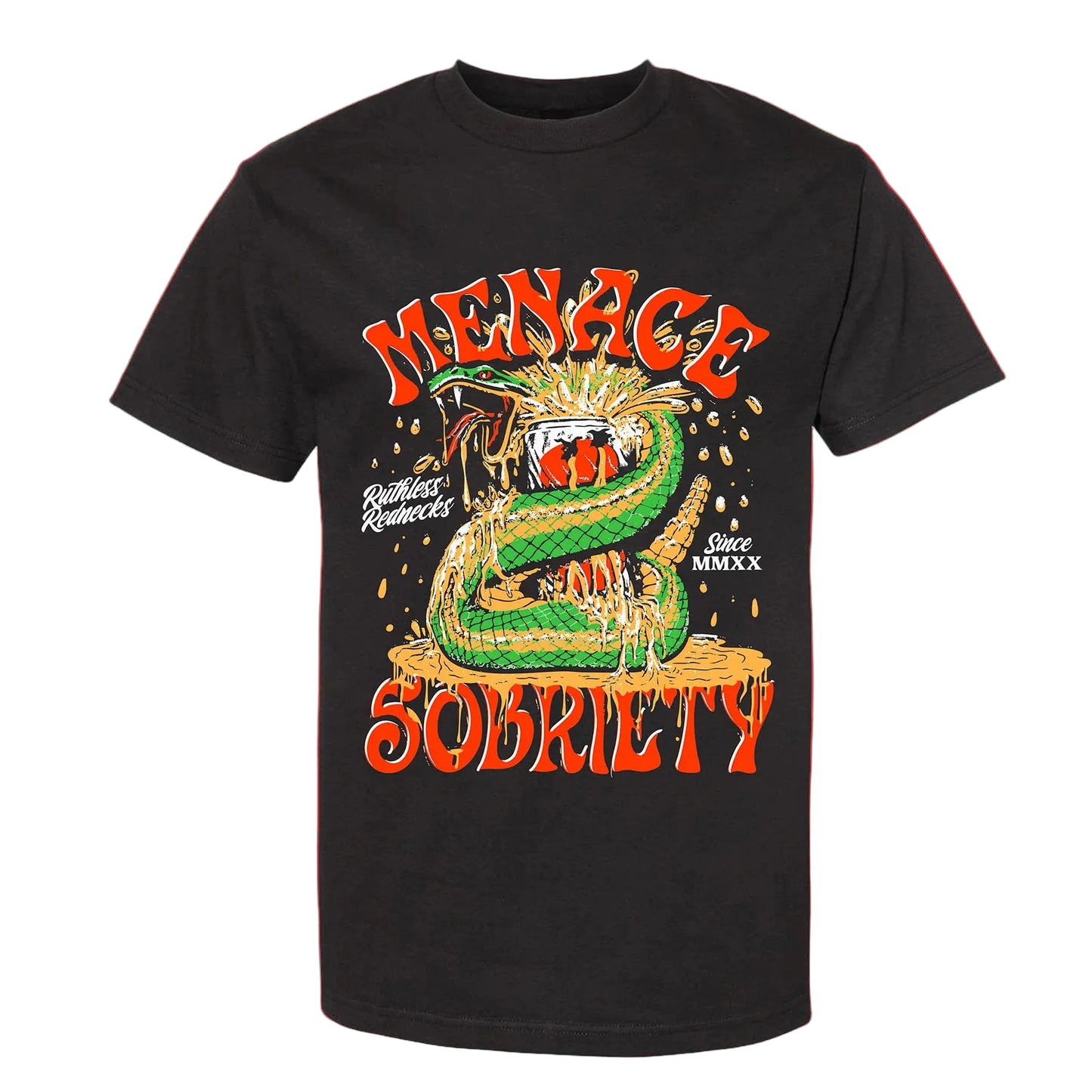 Ruthless Rednecks Menace 2 Sobriety Short Sleeve Tee Shirt - Black