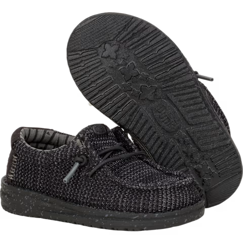 Hey Dude Toddler Wally T Stretch Sox Shoes - Black/Black