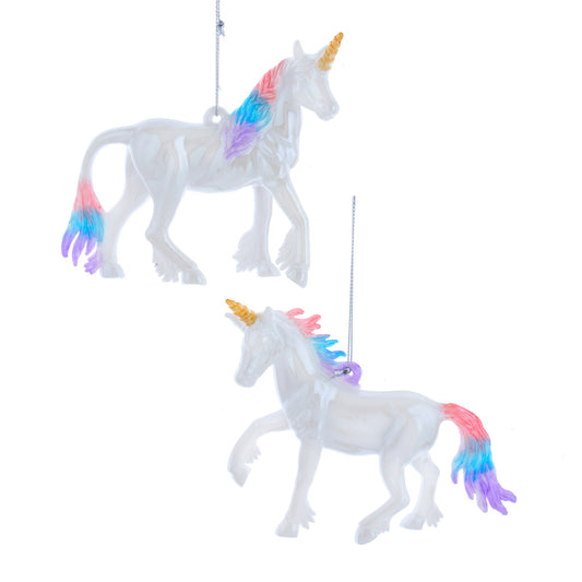 4.2" White / Pastel Unicorn Ornament 2/A
