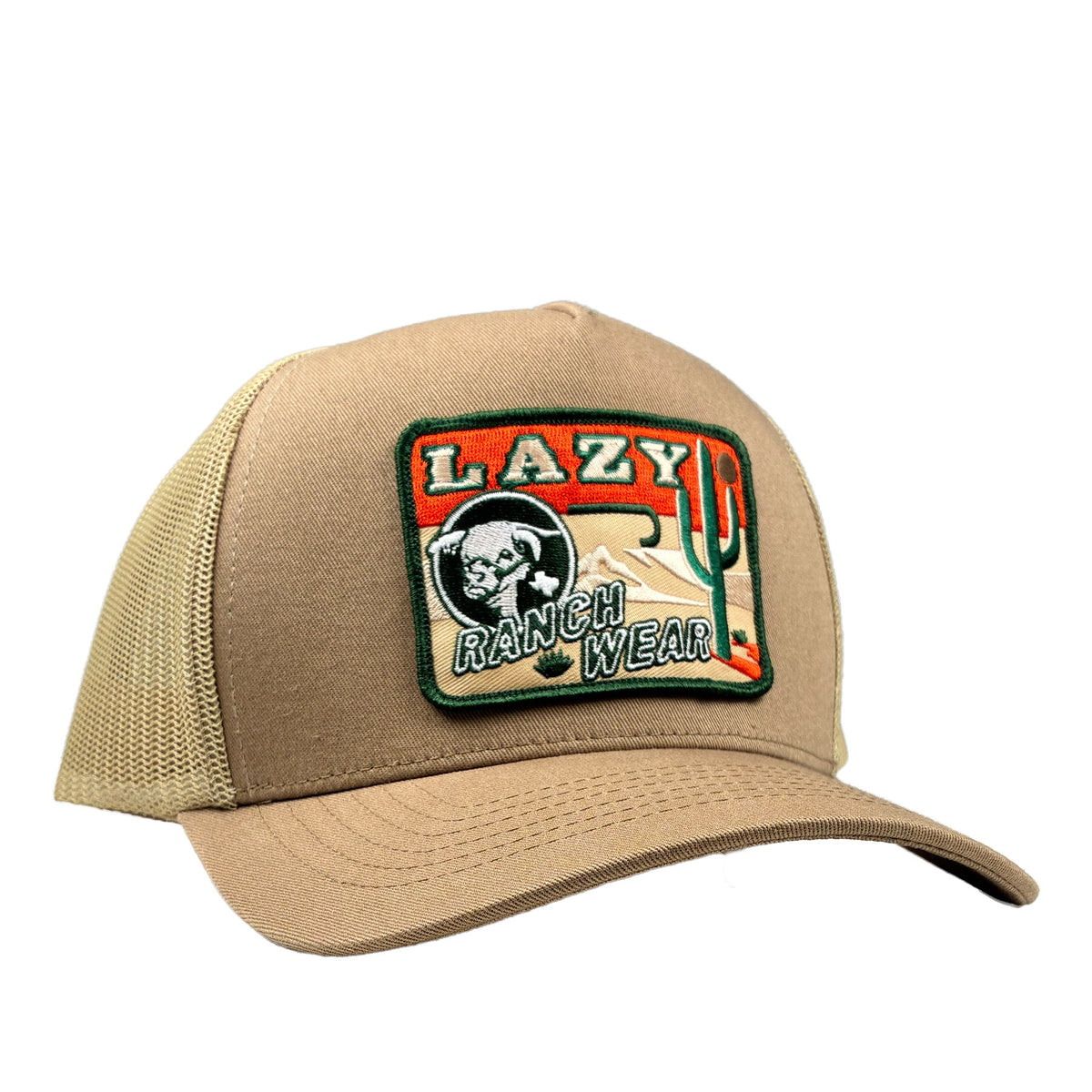 Lazy J Ranch Tan Big Bend — Classic Five Panel Trucker Hat
