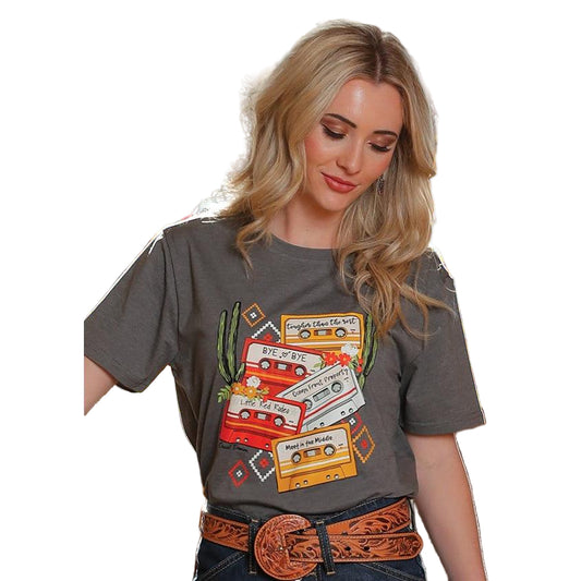 Cruel Women's Cassette Tape Tee - Grey