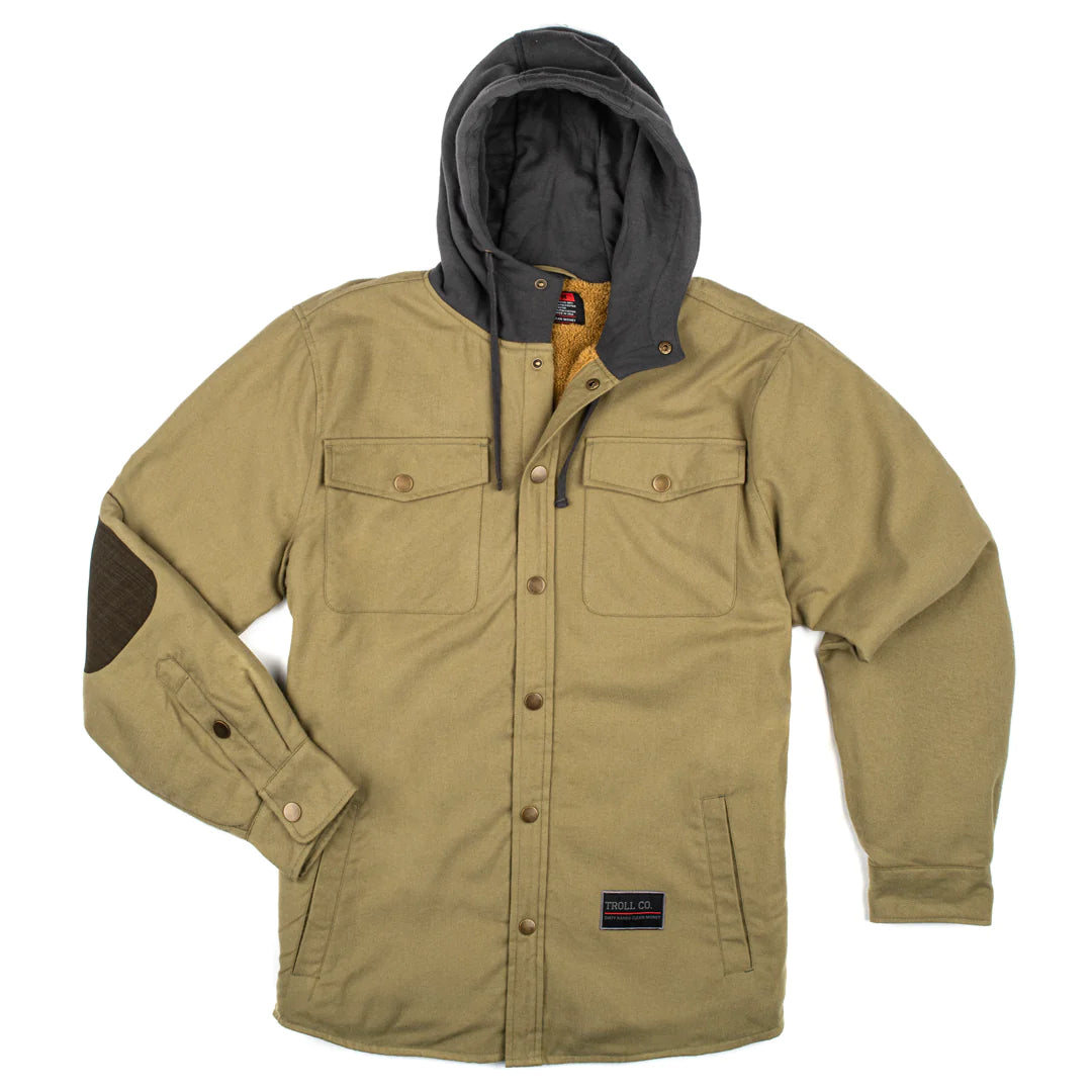 Troll Co Men's Elwood Flannel Jacket - Military Green Charcoal