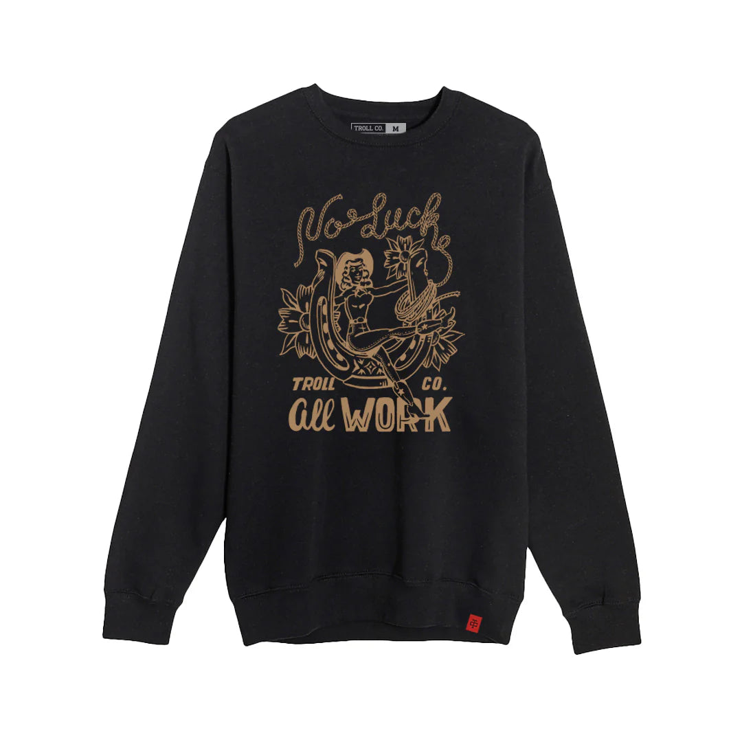 Troll Clothing Co Ladies No Luck Crew-Black