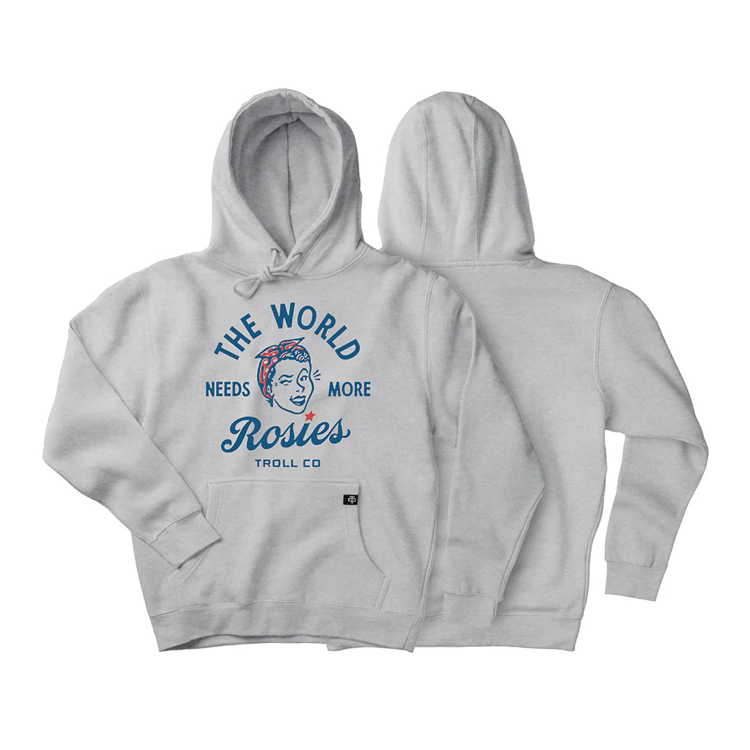 Troll Clothing Co Retro Rosie Hoodie- Heather Grey