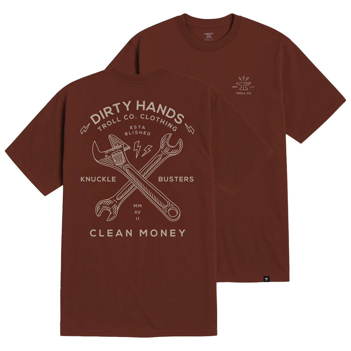 Troll Co Men's DHCM Twisting Wrenches Tee Shirt - Red Clay