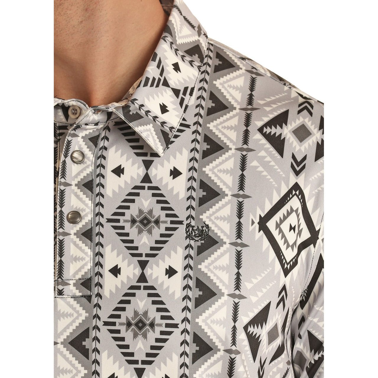 Panhandle Performance Men's Aztec Stripe Knit Polo Snap Shirt -