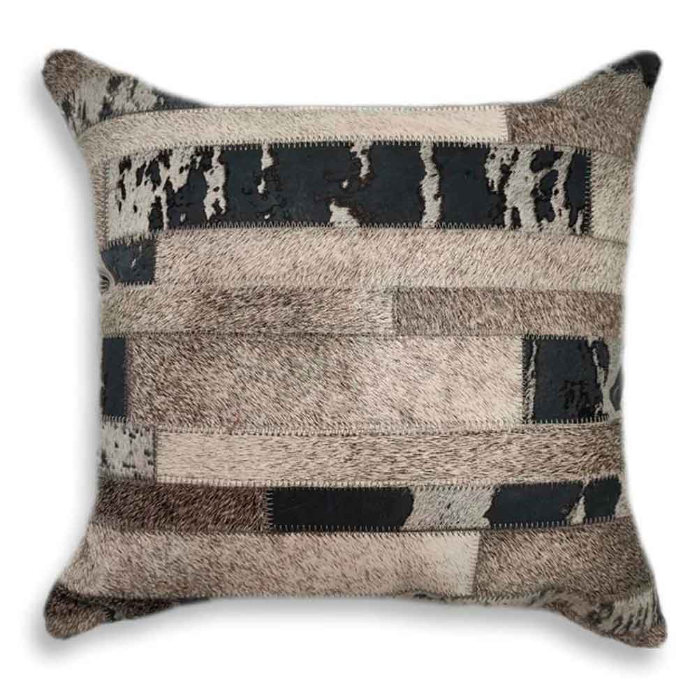 D2W Trading Stripes Bravo Cowhide Double Sided Pillow Case - Grey