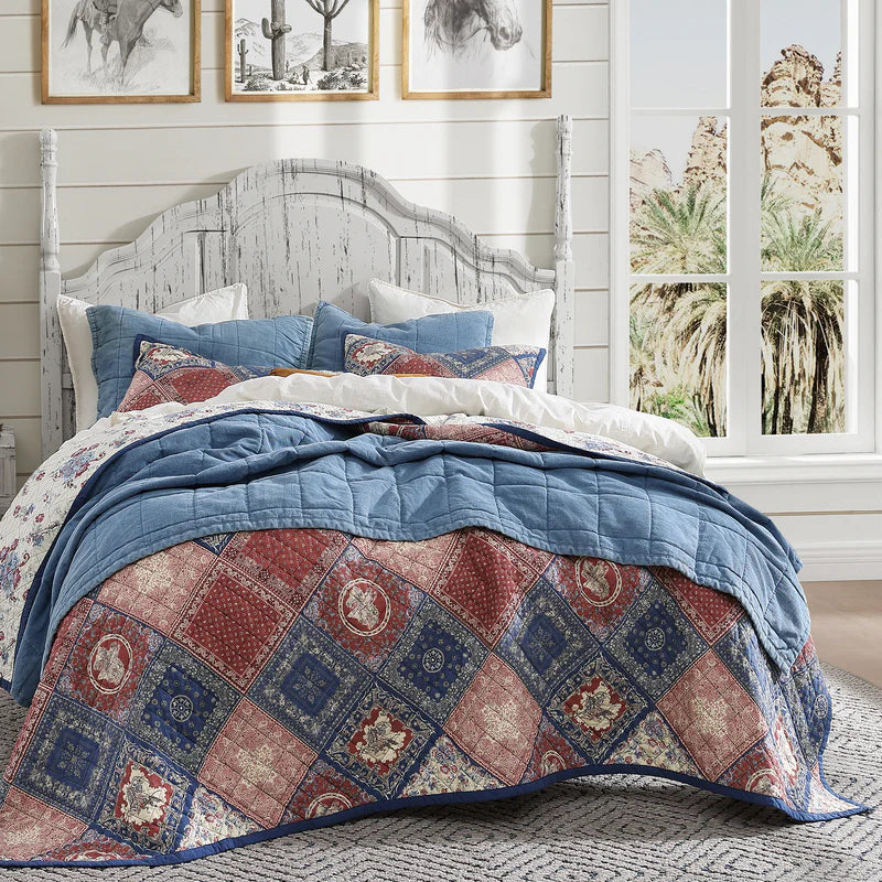 Hi End Accents Patchwork Bandana Reversible Quilt Set-