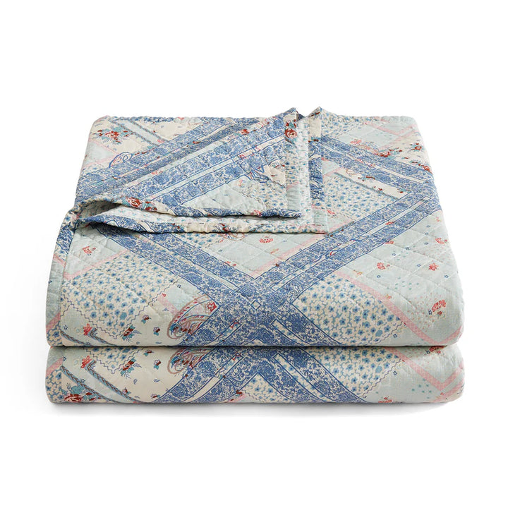 Hi End Accents Mirabelle Patchwork Prairie Quilt Set - Cornflower Blue