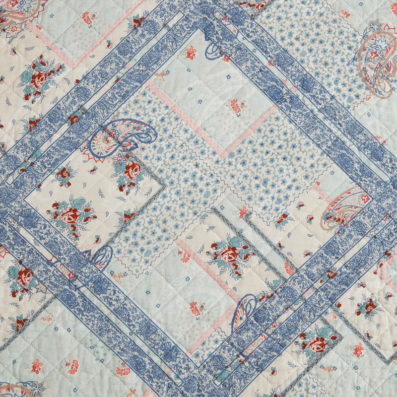 Hi End Accents Mirabelle Patchwork Prairie Quilt Set - Cornflower Blue