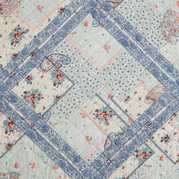 Hi End Accents Mirabelle Patchwork Prairie Quilt Set - Cornflower Blue