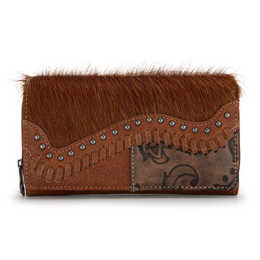 Trinity Ranch Women's Hair-On Cowhide Saddle Shape Collection Wallet - Multiple Colours