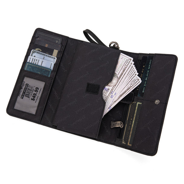 Trinity Ranch Floral Tooled Wallet- Black