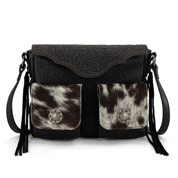 Trinity Ranch Western Cowhide Fringe Crossbody Bag- Multiple Colours