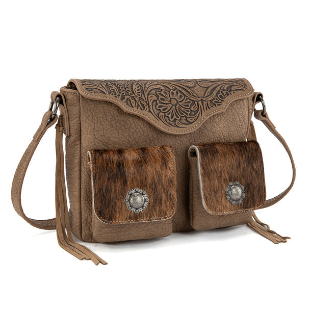 Trinity Ranch Western Cowhide Fringe Crossbody Bag- Multiple Colours