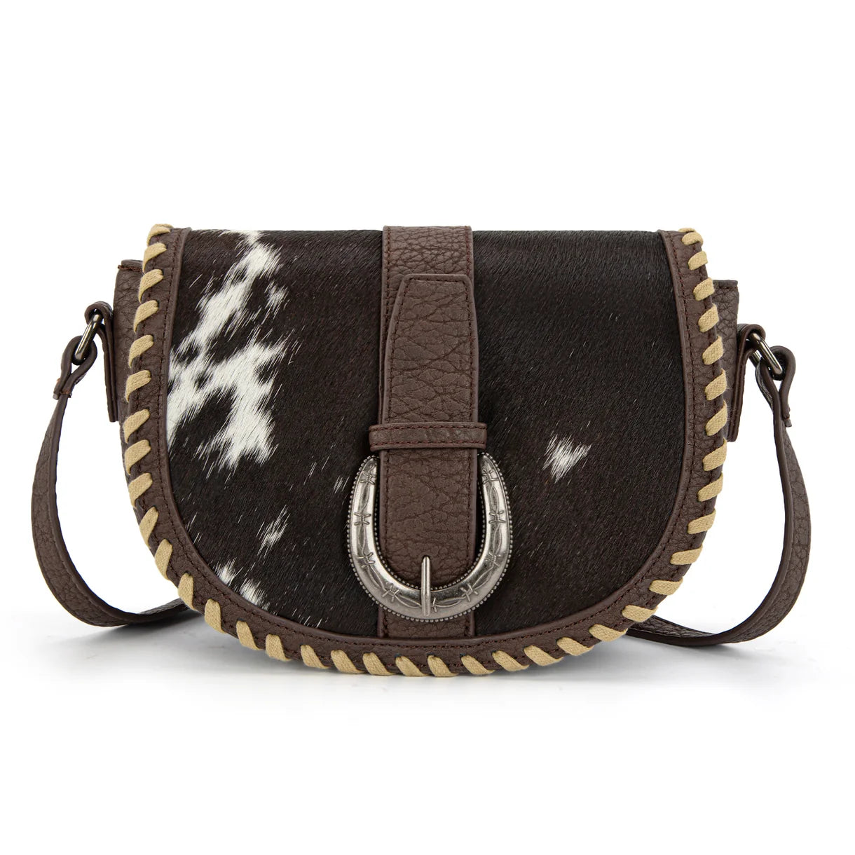 Trinity Ranch Western Hair On Cowhide Saddle Crossbody- Multiple Colours
