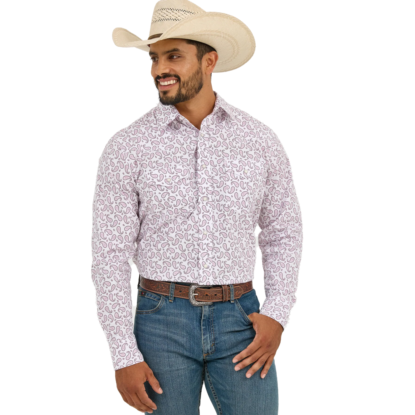 Wrangler Men's 20X Competition Advanced Classic Fit Comfort Long Sleeve Shirt- Sangria
