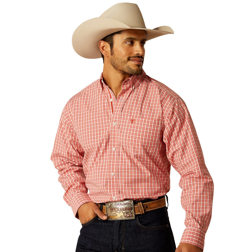 Ariat Men's  Pro Series Roscoe Classic Fit Long Sleeve Shirt - Red